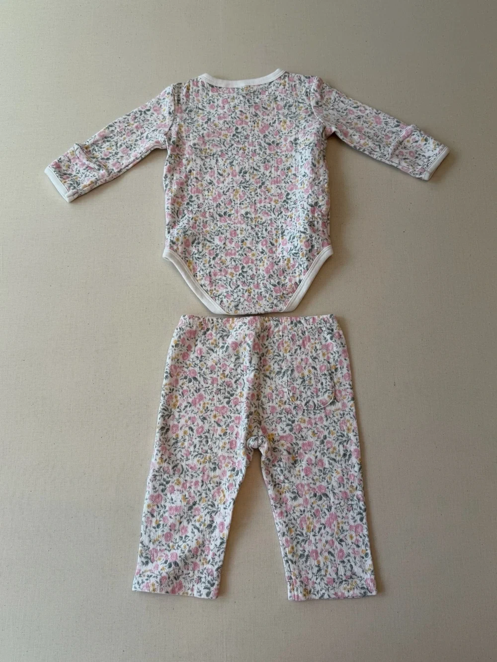 Janie and Jack Pink Floral Kimono Bodysuit & Leggings Set